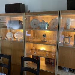 5 Piece Glass And Wooden Wall Unit 