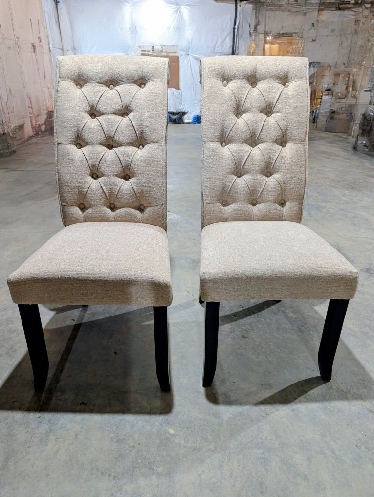 Signature Design by Ashley Upholstered 2 Dining Chairs, Beige Color