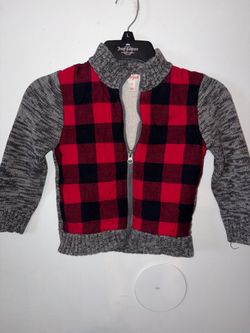 Cat & Jack Kids Buffalo Plaid Zip-Up Sweater
