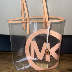 Michael Kors Clear/Coral Pink Purse 