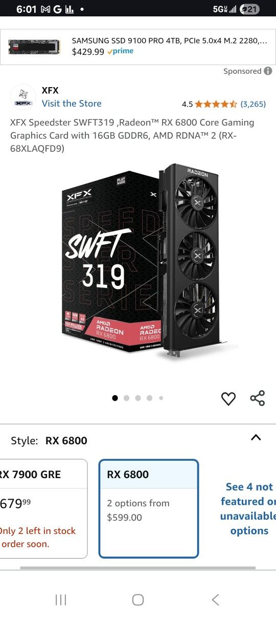 And GPU 4k Gaming Rx6800