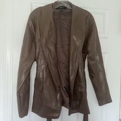 Forever 21 Brown Faux Leather Belted Blazer – Size Small