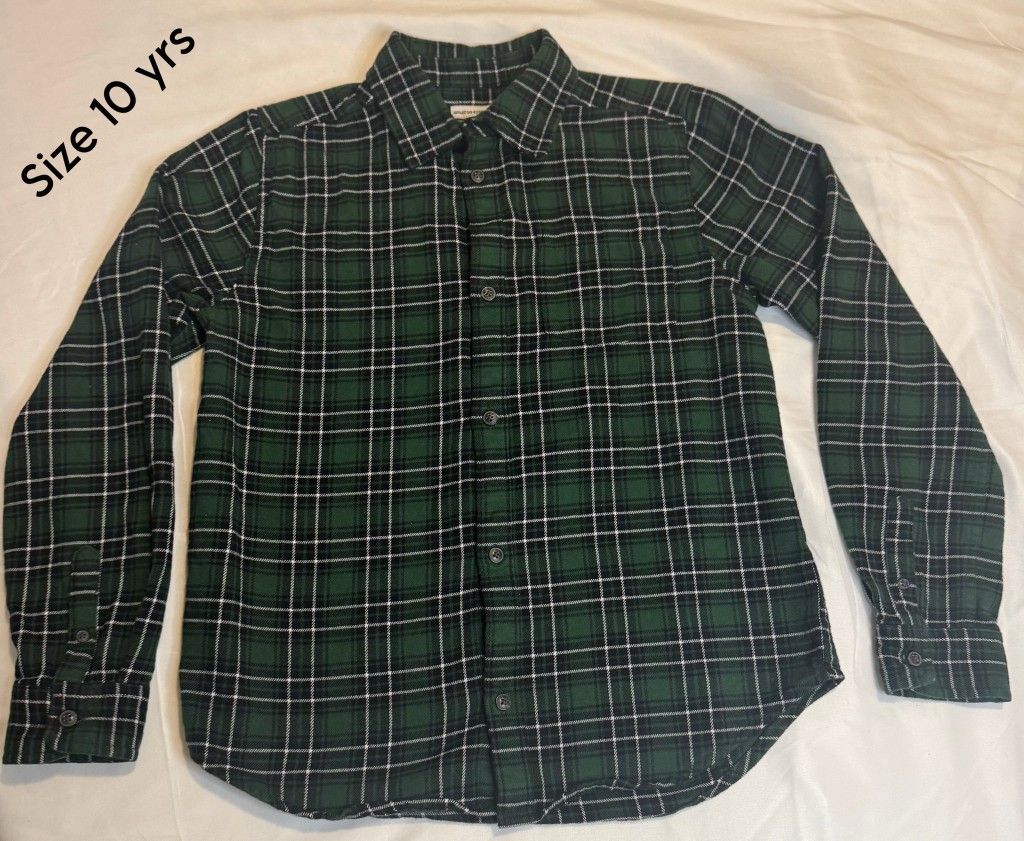 Dark Green Flannel Plaid Shirt