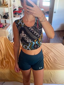 Topshop Black Multi Geometric Sleeveless Crop Top