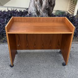 Danish Modern Teak Rolling Desk/Console Table