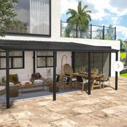 New 12 ft. x 20 ft. Aluminum Patio Covers with Metal Roof Wall-Mount Gazebo Pergola