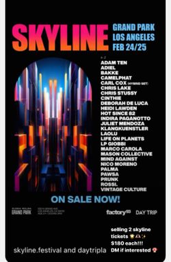selling 2 skyline tickets for $180 each !!!!!