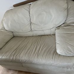 White Leather Couch 