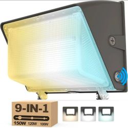 AKK 150W 120W 100W LED Wall Pack Light with Photocell, 22500LM 150LM/W, 3 Wattage & 3 CCT Selectable (4000K/5000K/5700K)