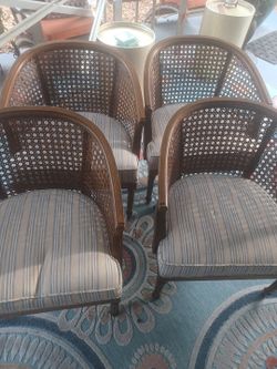 Set of Four Mid Century Cane Back Dining Chairs