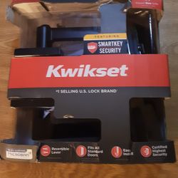 Kwikset Halifax Matte Black Deadbolt and Door Lever Combo With SmartKey