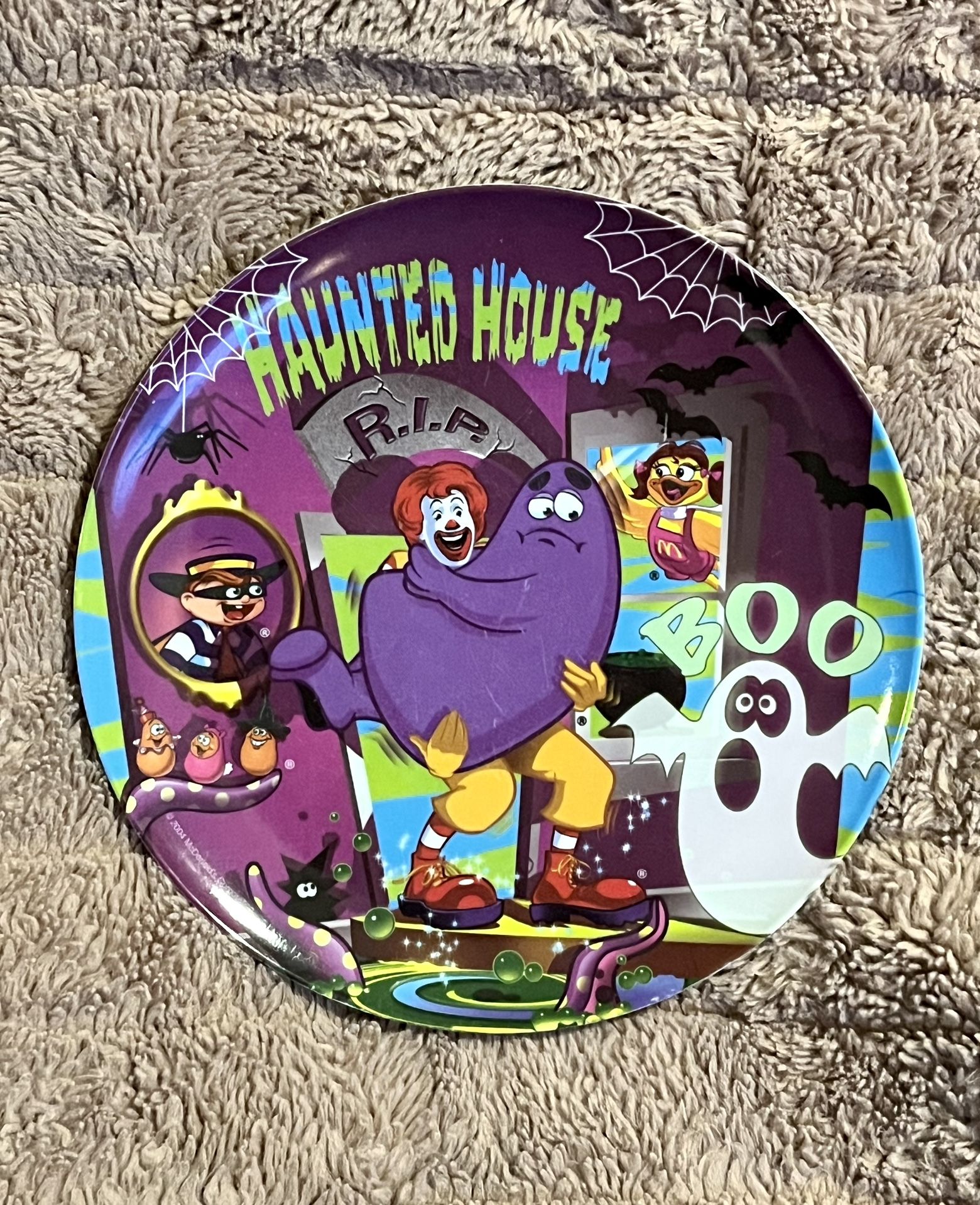 Vintage 2004 McDonalds Plate Halloween Haunted House Ronald McDonald Hamburglar