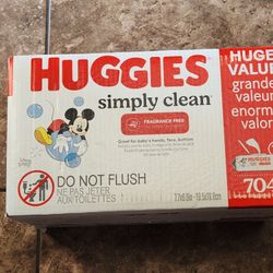 Brand New Boxes Of Huggies Simply Clean Fragrance Free Baby Wipes 704 Count