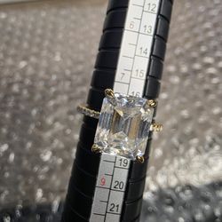 SS925 5ct Moissanite Diamonds Ring Gold Over Size 8