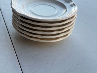 White Ceramic Saucers Set of 6
