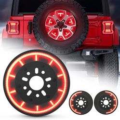 Spare Tire Brake Light with Turn Signal for 2007-2018 Jeep Wrangler JK YJ TJ & 2018-2021 Jeep Wrangler JL, 3rd Third Brake Light LED Ring Rear Wheel L