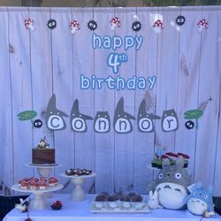 Totoro Birthday Party Paper Banner Backdrop