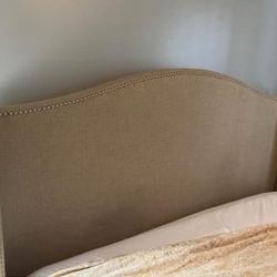 Queen Bed Frame - Fabric + Nailhead