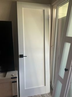white wood door