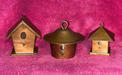 Vintage Smith & Hawken Copper Mini Birdhouse Set of 3 RARE! HTF!