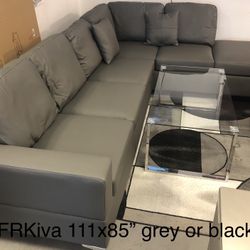 New Grey Sectional 111x85” With 2 Accent Pillows