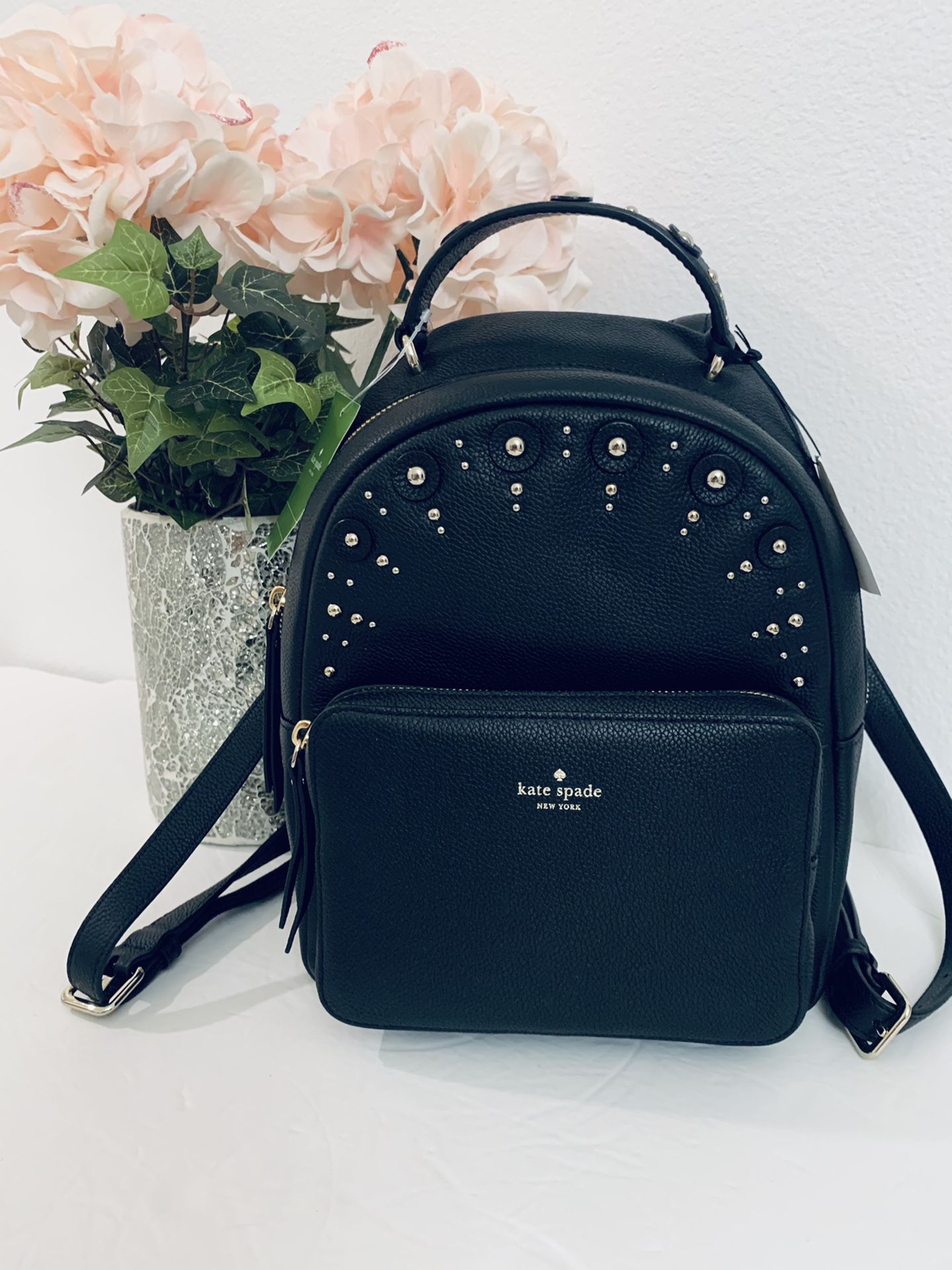 Kate Spade dawn Studded Leather backpack Nicole Medium Black. Condition is "New with tags" Backpack