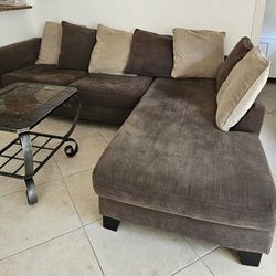 Sofa Sectional L-Shaped  with Pillows. Second Hand.  Good Condition. 