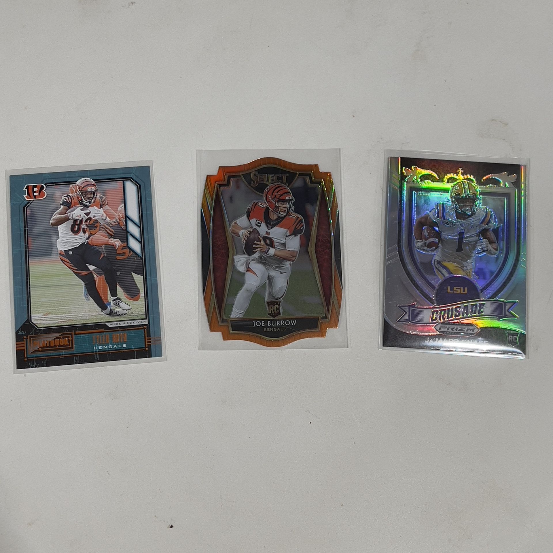 Joe Burrow Select Premier Level Die Cut Orange Prizm RC Plus Chase And Higgins!