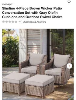 Slimline 4-Piece Brown Wicker Patio