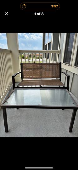 Out door coffee table and 2 chairs (bench is not included)
