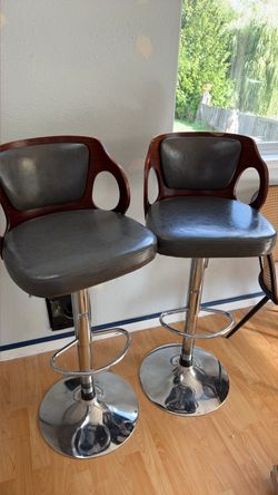 Set of 2 Mid-Century Modern Swivel Bar Stools