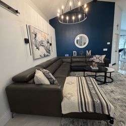 Dark Gray Quilted Sectional Sofa