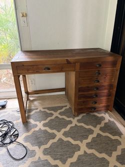 World Market Rustic Solid Wood Desk with Drawers