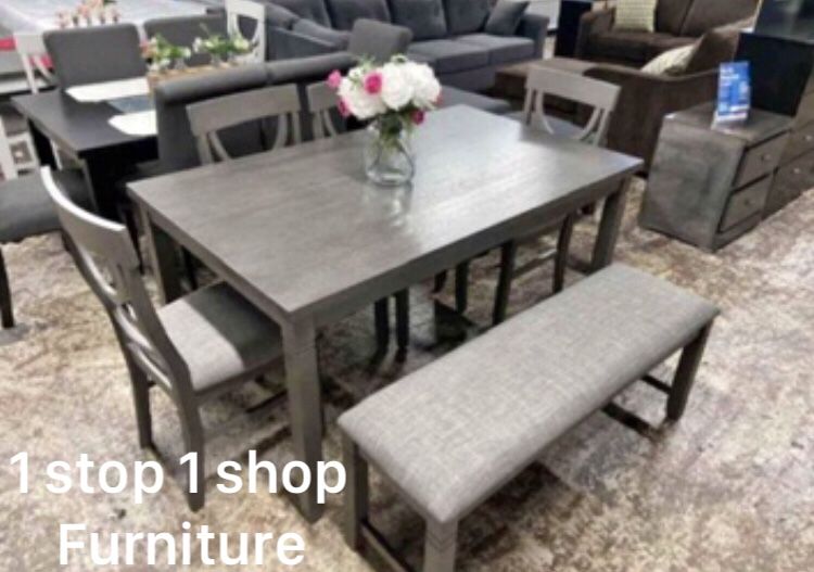 6 pc Dining Set ( Table + 4 Chairs + Bench),All Products : American Fashion Style Bags On Sale