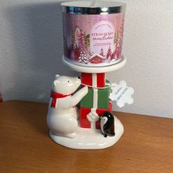 New Bed & Bath 2015 Three Wick Christmas Ceramic Candle Holder