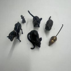 Vintage Metal Animal Figurines Lot Horse Mice Brass Iron Miniatures Collectibles