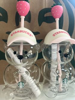 Starbucks pink bearista glass cup