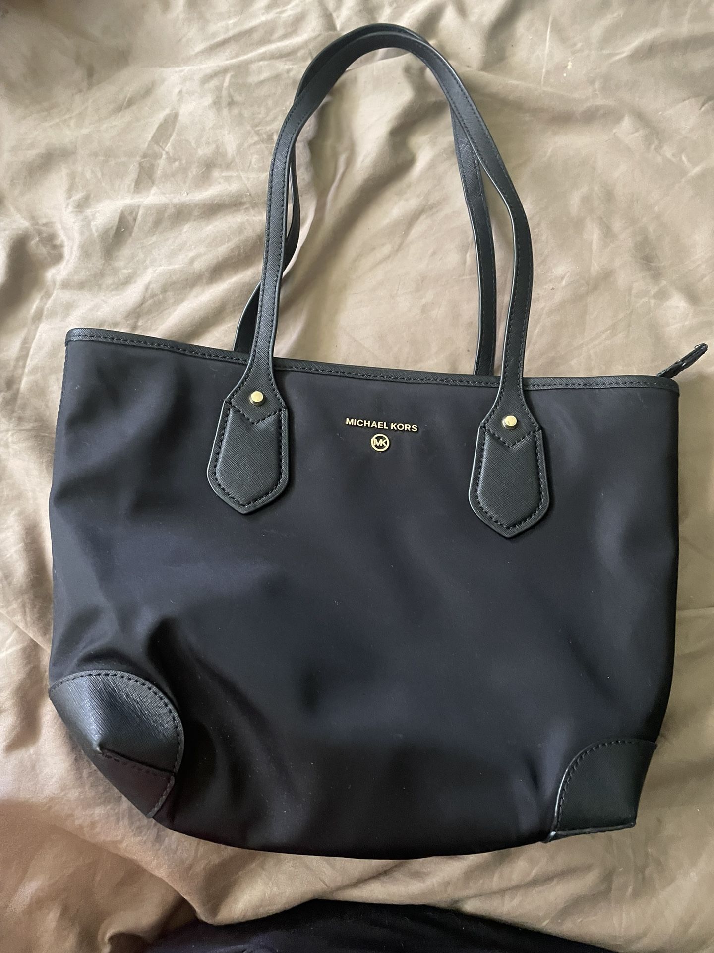 Black leather, Michael Kors Purse With Black And Inside And Silver Hardware