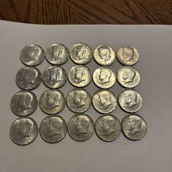 Silver Half Dollar 40 Percent Roll. 20 Silver Coins Total. Lightly Circulated. Tube Included. 