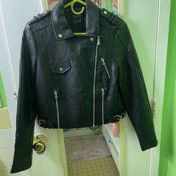 Zara Leather Jacket (Trafaluc Outerwear) Black Size Medium