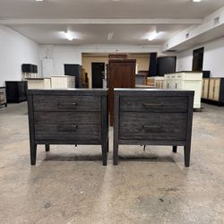 Price for Both - 2 Modern Gray Nightstands with USB & Outlets / Nightstand Set / End Tables