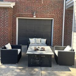 Outdoor patio set with fire pit 