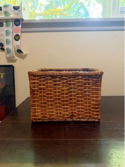 Vintage Wicker 3 Compartment Storage Basket - Multi Use Brown