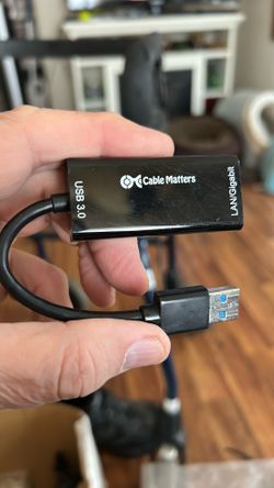 The image shows a Cable Matters USB 3.0 to Gigabit Ethernet Adapter. 