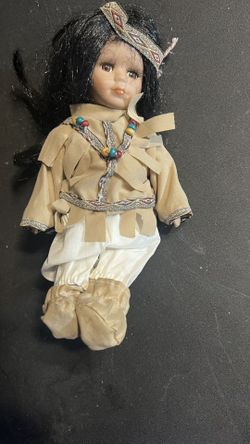 Native American Porcelain Doll Kid 
