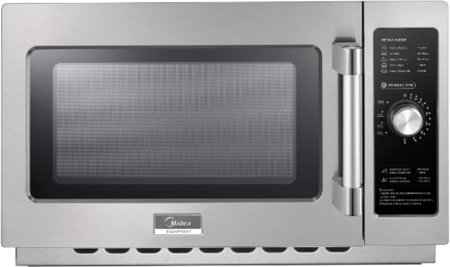 Midea Equipment 1034N0A Countertop Commercial Microwave Oven with Dial, 1000W, Stainless Steel, 1.2 CuFt 1.2 cu ft Dial Microwave Oven