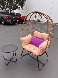 New Large Wicker Egg Chair With Table Bird Cage Chair Indoor Outdoor