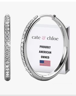 Cate & Chloe Bianca 18K Gold-Plated Hoop Earrings (Color: Silver)