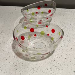 Set Of 2 Acrylic Polka Dot Bowls