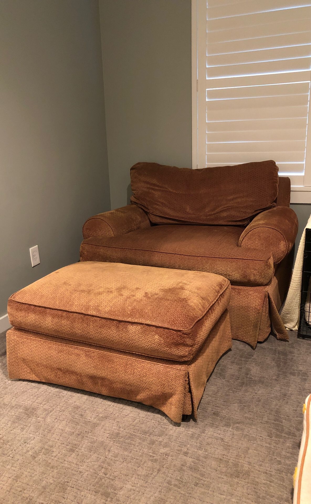 Plush chair and a half with ottoman